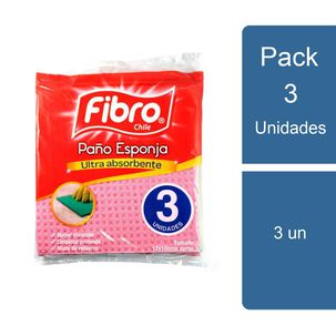 Pack 3 Paño Esponja Ultra Absorbente 3 Un Fibro